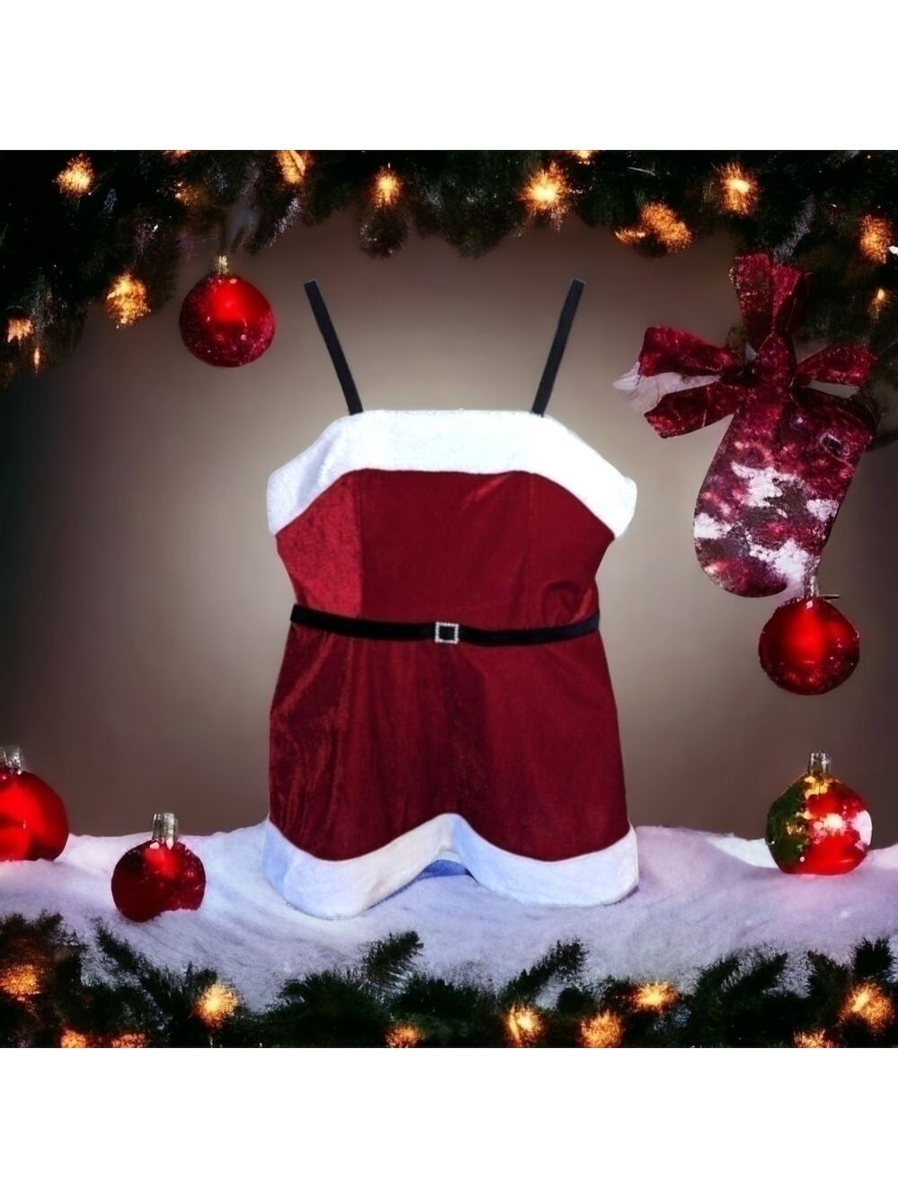 XL - The Boudoir Collections | Santa Dress Lingerie W/ Rhinestone Buckle Detail